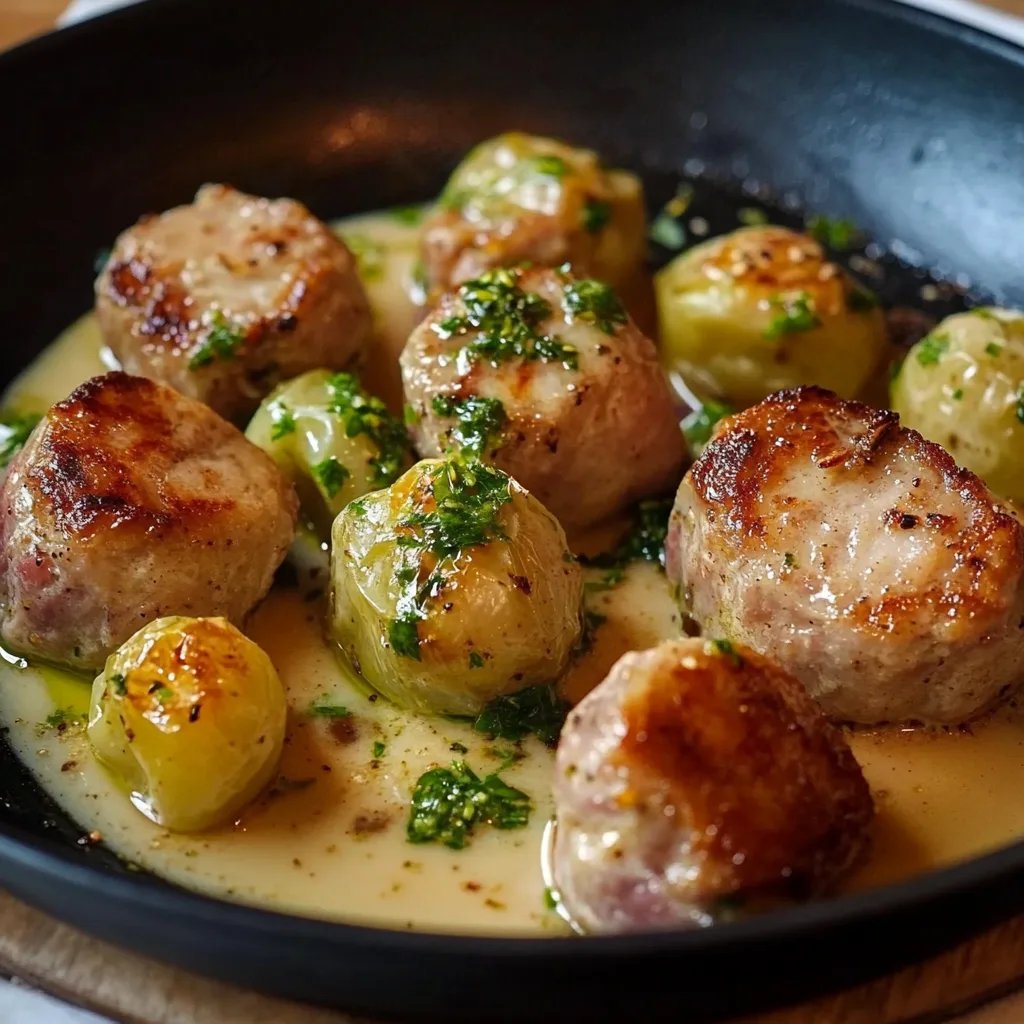 Herzhafter Rosenkohleintopf mit Hackbällchen