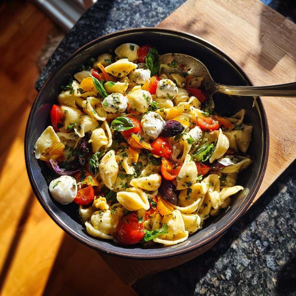 Mediterraner Nudelsalat Mit Mozzarella