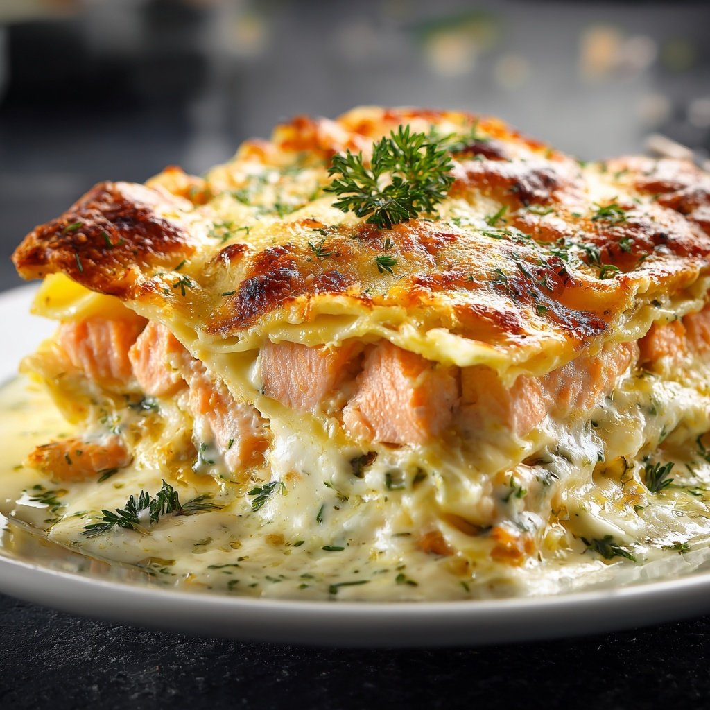 Lasagne mit Lachs und Sahnesauce