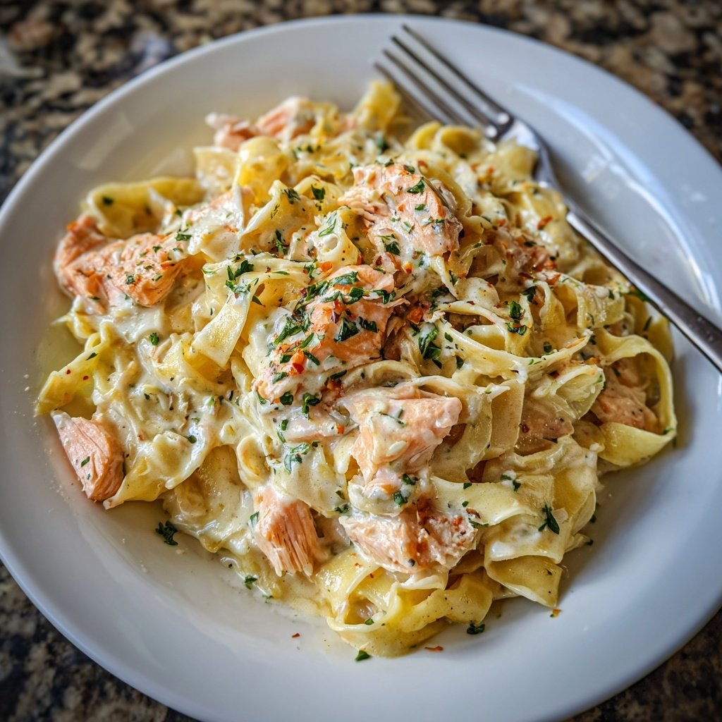 Tagliatelle mit Lachs und Sahne