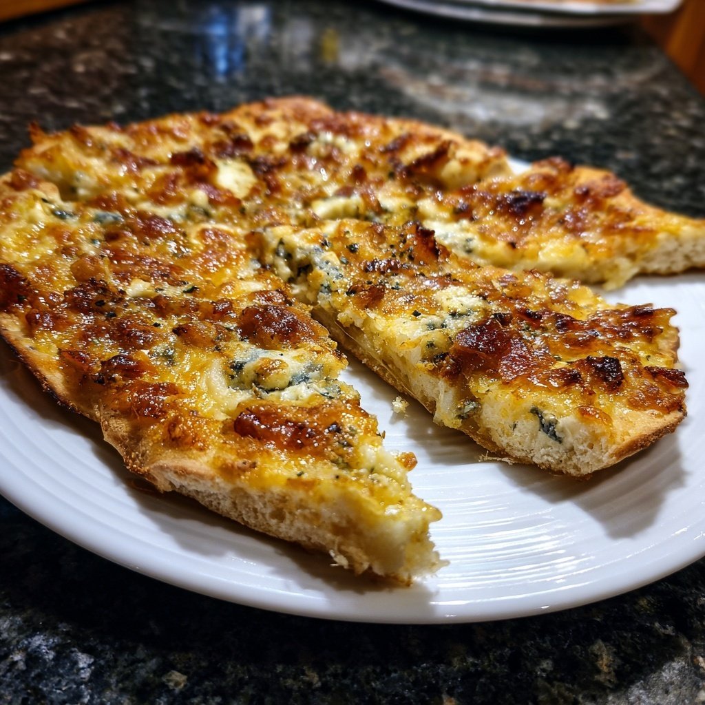 Flammkuchen mit Birne und Blauschimmelkäse