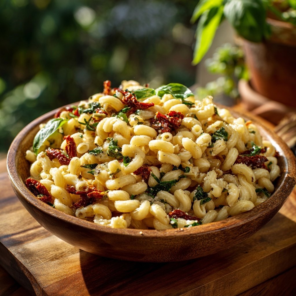 Mediterraner Nudelsalat Mit Getrockneten Tomaten