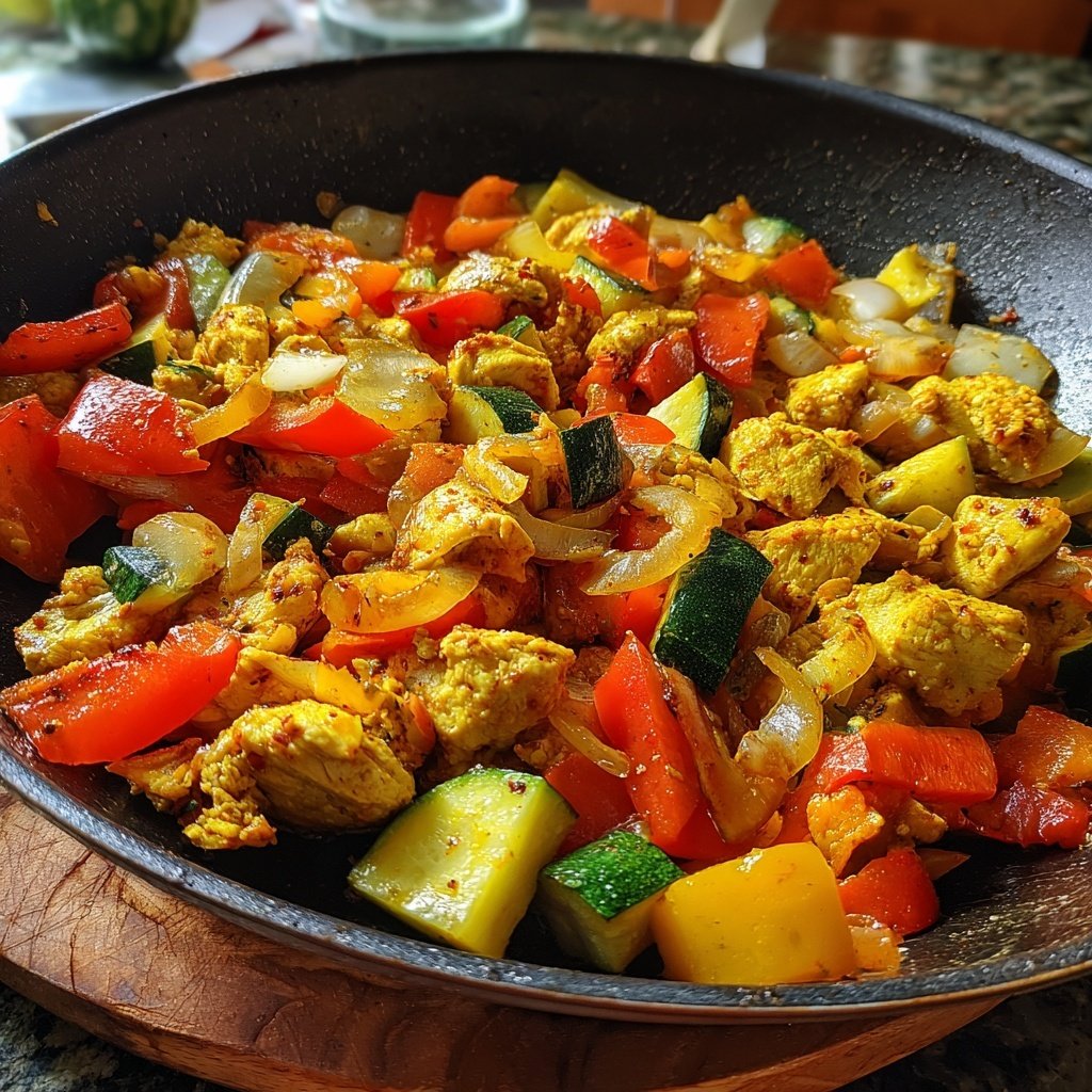 Kalorienarme Gemüsepfanne Mit Hähnchen