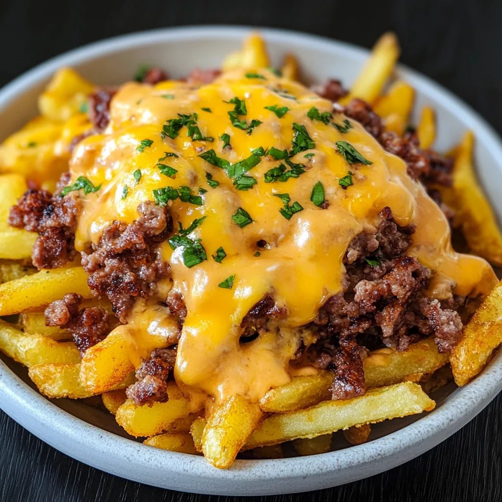 Loaded Fries mit Hackfleisch und Cheddar