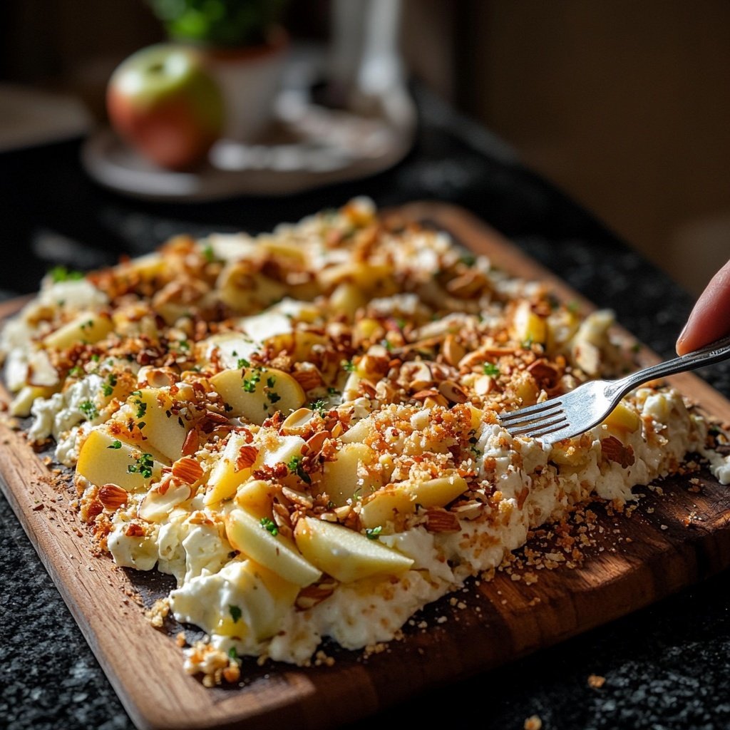 Knackiger Brokkolisalat mit Käse, Apfel und Mandeln – Schnell und lecker